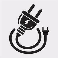 Electric Plug Icon in Minimal Silhouette for Clean Design vector