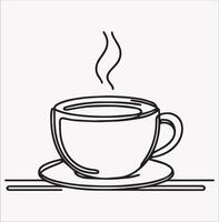 Coffee Mug Line Drawing Simple Outline for Branding vector