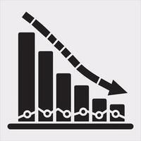 Loss Bar Chart Silhouette Icon Design for Financial Data vector