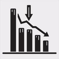 Minimalist Loss Bar Chart Icon on White Background vector