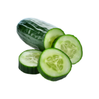 Cucumber with slices on transparent background png