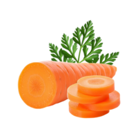 Fresh Carrot with slices and leaf on transparent background png