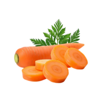 Carrot with slices and leaf on transparent background png