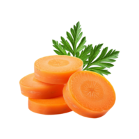 Fresh Carrot slices with leaf on transparent background png