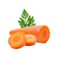 Carrot with slice and leaf on transparent background png