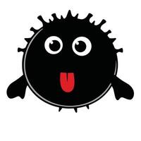 A cartoon black virus with a tongue sticking out vector