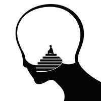 Silhouette of a man sitting on a chair in the head of a person vector