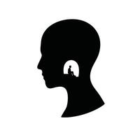 Silhouette of a man sitting in a head with a person inside vector