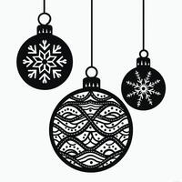 Christmas ornaments hanging on strings vector
