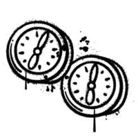 Graffiti Spray clock isolated on white background vector