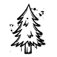 Graffiti Spray pine tree isolated on white background vector