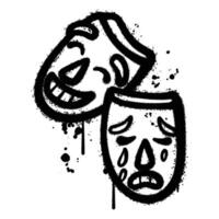 Graffiti Spray happy and sad mask isolated on white background vector