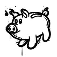 Graffiti Spray piggy bank isolated on white background vector