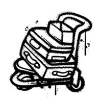 Graffiti Spray rolling suitcase isolated on white background vector