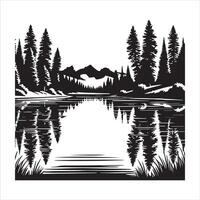 Forest and Mountain Range Silhouette Design vector