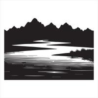 Forest and Mountain Scenery Silhouette Design vector