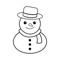 Christmas Snowman Outline vector