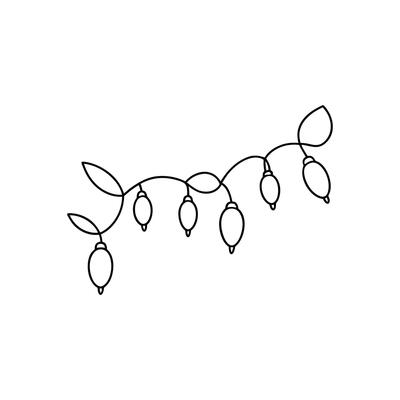 Christmas lights string Outline illustration