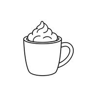 Christmas Cocoa cup Outline illustration vector