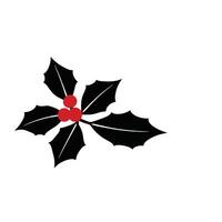 A black and red holly leaf with red berries vector