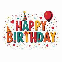 Happy birthday card with balloons and confetti vector