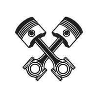 Two crossed pistons with a cross on top vector