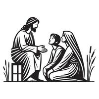 Monochrome Jesus Christ Icon in Art vector