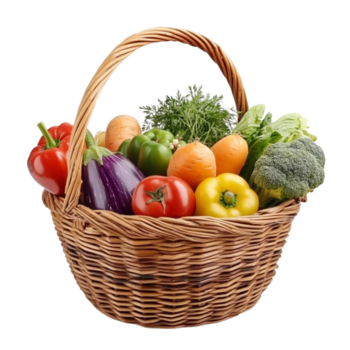 organisch Gemüse Korb mit frisch produzieren auf transparent Hintergrund png