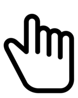 icon of a hand cursor symbol pointing with a finger, representing a click or gesture for internet and computer usage png