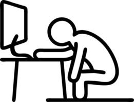 3D Tired Office Worker concept as Office worker gazing tiredly at computer screen showing signs of exhaustion and sadness on Blue Monday suitable for magazine advertisement with co vector
