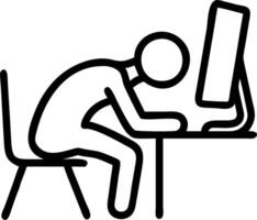 3D Tired Office Worker concept as Office worker gazing tiredly at computer screen showing signs of exhaustion and sadness on Blue Monday suitable for magazine advertisement with co vector