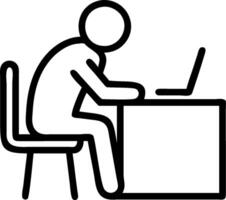 3D Solitary Worker in Blue Office concept as Individual working alone at desk in blue toned office soft abstract background with bokeh effects reflecting solitude and sadness for B vector