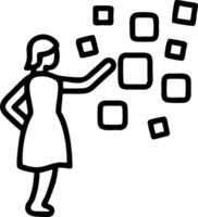3D Soft abstract illustration of a businesswoman interacting with floating data panels with bokeh digital art elements and copy space. concept as A businesswoman engages with float vector