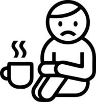 3D Sad Employee Coffee Time concept as Employee sitting alone with coffee appearing sad and contemplative on Blue Monday suitable for magazine advertisement with copy space. as 3D vector