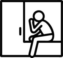 3D Reflective Worker concept as Individual gazing pensively out of office window embodying introspection and Blue Monday sadness for magazine advertisement with copy space. as 3D I vector
