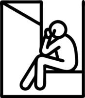 3D Reflective Worker concept as Individual gazing pensively out of office window embodying introspection and Blue Monday sadness for magazine advertisement with copy space. as 3D I vector