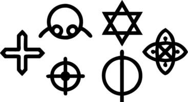 3D Plain Spiritual Unity Symbols concept as Plain background of spiritual unity symbols from various religions designed for World Religion Day infographics symbolizing harmo vector