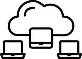 3D Plain minimalist cloud icons with cloud computing tools copy space concept as Ultra clean plain minimalist backdrop featuring essential cloud computing tools like laptops tablet vector