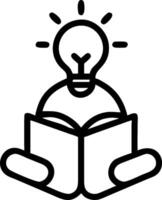 3D Person having a lightbulb moment while reading a book in a cozy library with copy space concept as A candid image of an individual in a cozy library setting experiencing a light vector