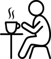 A man sitting at a table with a cup of coffee vector