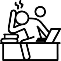 3D Overworked Employee concept as Business professional overwhelmed with paperwork sitting at cluttered desk feeling stressed and fatigued on Blue Monday for magazine advertisement vector
