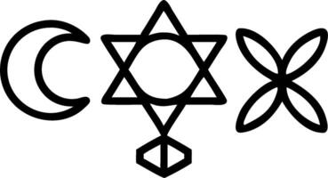 3D Macro Religious Unity Symbols concept as Macro close up of religious unity symbols from different faiths seamlessly integrated representing harmony and coexistence for World Rel vector