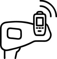 3D Macro image of telemedicine wearable glucose monitor copy space concept as Detailed macro image of a telemedicine wearable glucose monitor on a patient arm emphasizing continuou vector