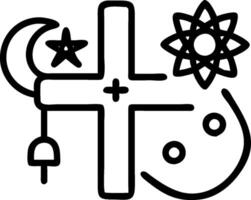 3D Glossy Interfaith Symbols Overlay concept as Glossy overlay of interfaith symbols on a plain background creating a unified and harmonious design for World Religion Day magazine vector