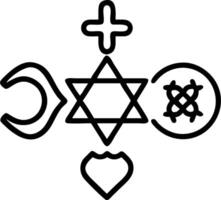 3D Glossy Interfaith Symbols Overlay concept as Glossy overlay of interfaith symbols on a plain background creating a unified and harmonious design for World Religion Day magazine vector