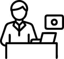 3D Doctor reviewing telemedicine patient data on desktop in plain office concept as Doctor reviews patient data on desktop computer remotely in plain office emphasizing data driven vector