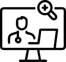 3D Doctor reviewing telemedicine patient data on desktop in plain office concept as Doctor reviews patient data on desktop computer remotely in plain office emphasizing data driven vector