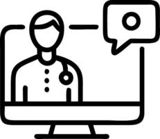 3D Doctor and patient interacting through telemedicine platform copy space concept as Doctor interacts with patient through a telemedicine platform on desktop in a professional cli vector