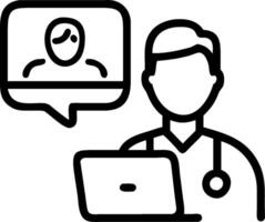 3D Doctor consulting patient remotely in sleek office background concept as Doctor engages in remote consultation with patient via laptop in sleek office setting highlighting moder vector