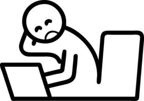3D Depressed Freelancer concept as Freelancer working late at home appearing depressed and tired on Blue Monday suitable for magazine advertisement with copy space. as 3D Icon isol vector